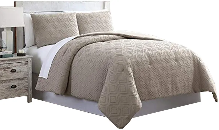 Gothenburg 3 Piece Diamond Pattern King Comforter Set The Urban Port, Taupe Photo 1