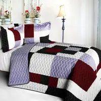 Photo of Grape Princess - Brand New Vermicelli-Quilted Patchwork Quilt Set Full/Queen
