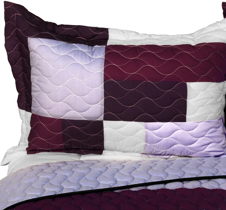 Grape Princess - Brand New Vermicelli-Quilted Patchwork Quilt Set Full/Queen Photo 2