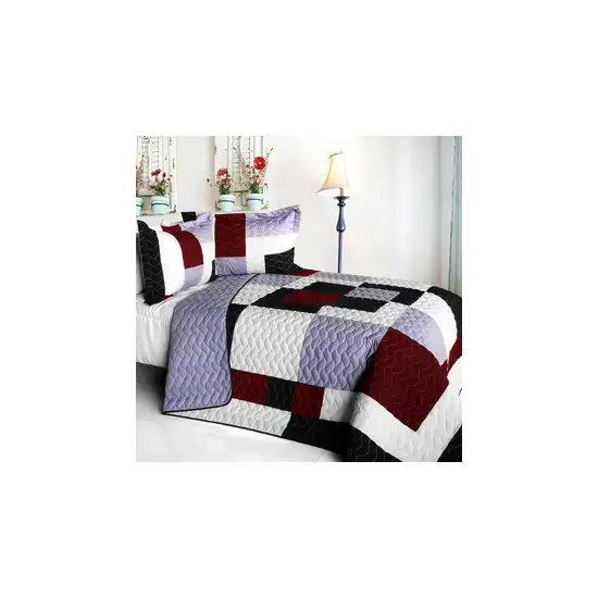 Grape Princess -  Brand New Vermicelli-Quilted Patchwork Quilt Set Full/Queen Photo 2