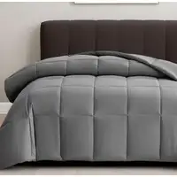 Photo of Gray  Box Stitch Microfiber Down Alternative Comforter