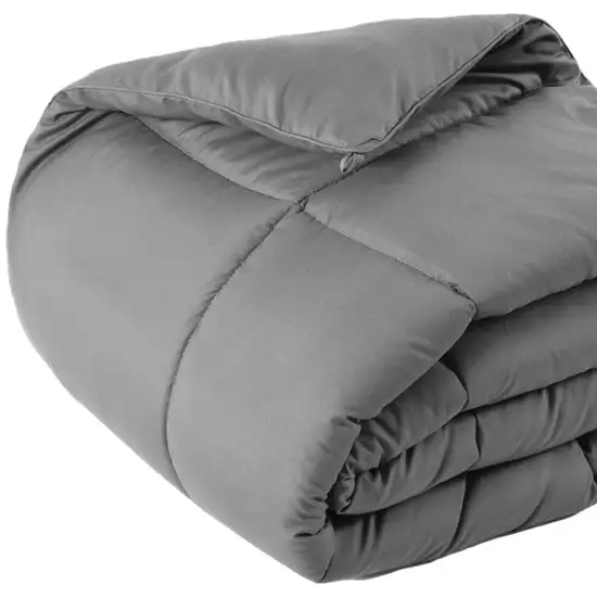 Gray  Box Stitch Microfiber Down Alternative Comforter Photo 4