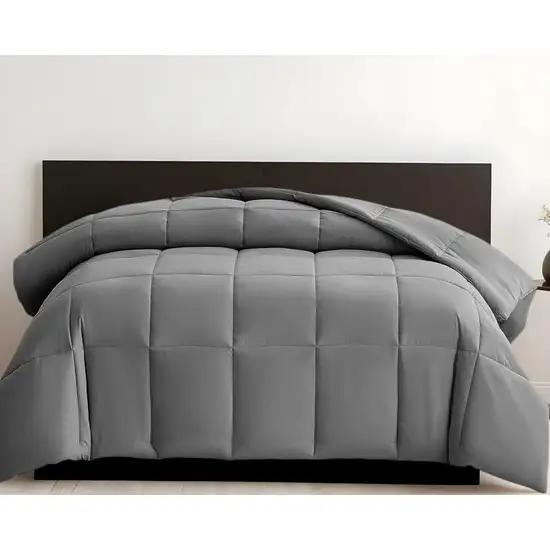 Gray  Box Stitch Microfiber Down Alternative Comforter Photo 1