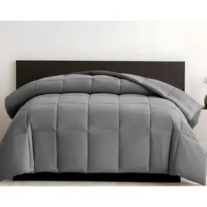 Photo of Gray  Box Stitch Microfiber Down Alternative Comforter