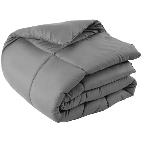 Gray  Box Stitch Microfiber Down Alternative Comforter Photo 2