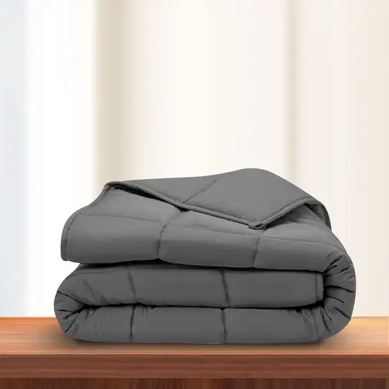 Gray  Box Stitch Microfiber Down Alternative Comforter Photo 6