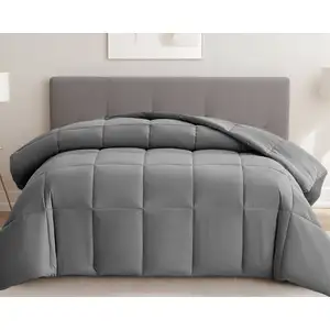 Photo of Gray  Box Stitch Microfiber Down Alternative Comforter