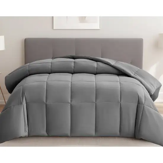 Gray  Box Stitch Microfiber Down Alternative Comforter Photo 1