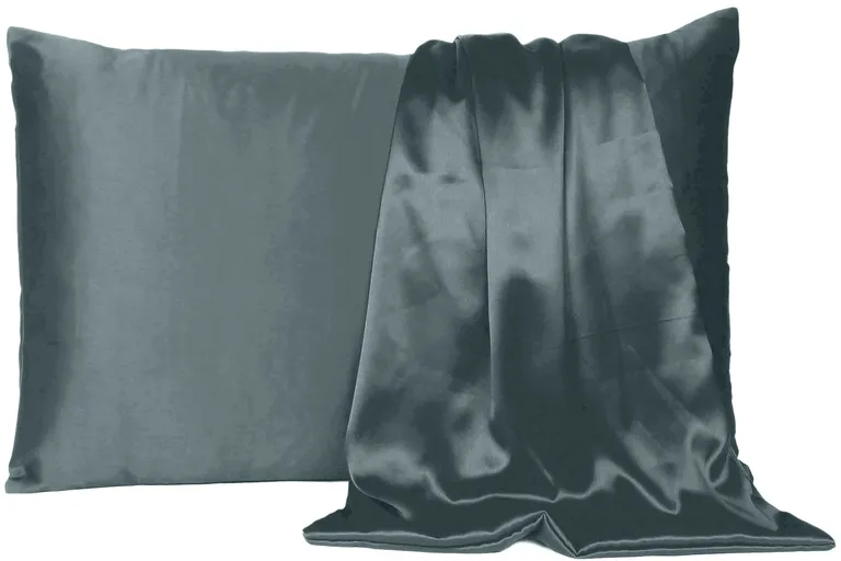 Gray Dreamy Set Of 2 Silky Satin King Pillowcases Photo 2