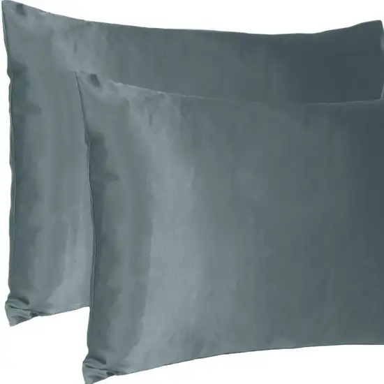 Gray Dreamy Set Of 2 Silky Satin King Pillowcases Photo 7