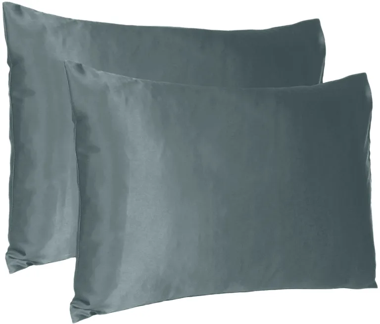 Gray Dreamy Set Of 2 Silky Satin King Pillowcases Photo 1