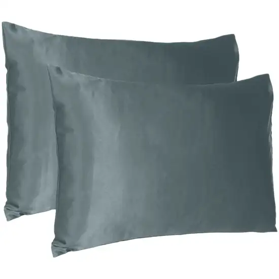 Gray Dreamy Set Of 2 Silky Satin King Pillowcases Photo 1