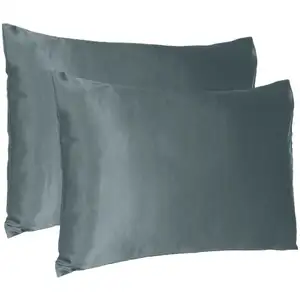 Photo of Gray Dreamy Set Of 2 Silky Satin King Pillowcases