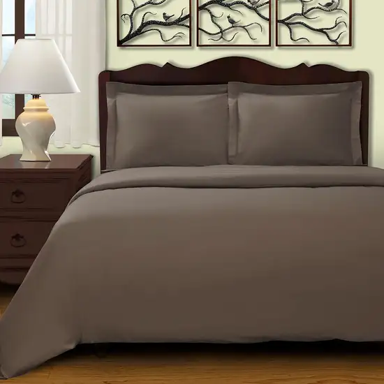 Gray King Cotton Blend 400 Thread Count Washable Duvet Cover Set Photo 3