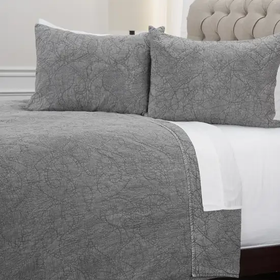 Gray King 100% Cotton 300 Thread Count Machine Washable Down Alternative Comforter Photo 6