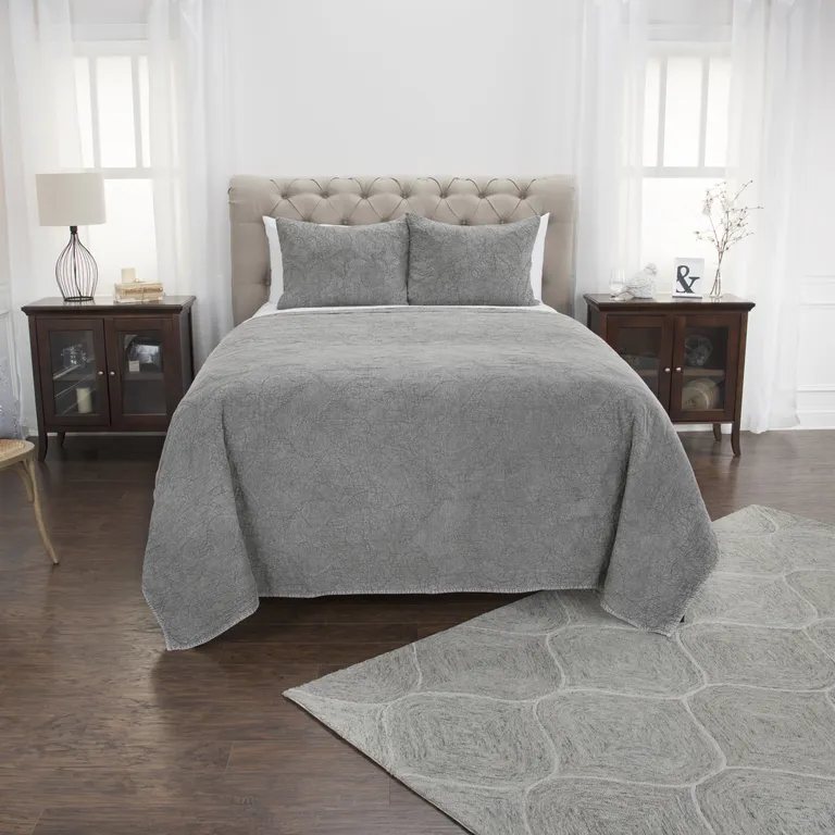 Gray King 100% Cotton 300 Thread Count Machine Washable Down Alternative Comforter Photo 4