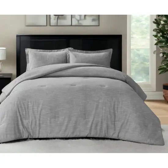 Gray King 100% Cotton 140 Thread Count Washable Down Comforter Set Photo 1