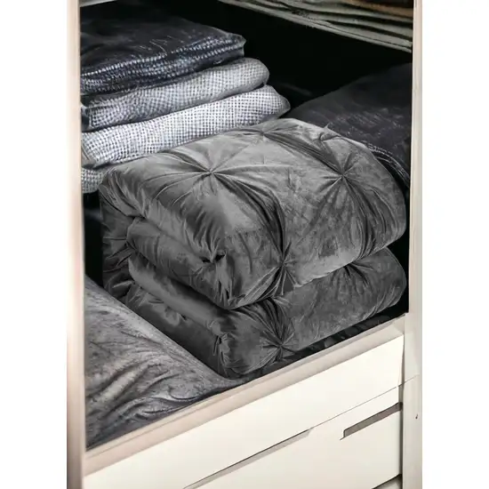 Gray King PolYester 130 Thread Count Washable Down Comforter Set Photo 9