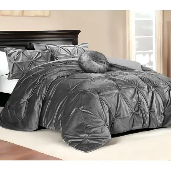 Gray King Polyester 130 Thread Count Washable Down Comforter Set Photo 1