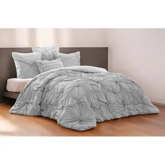 Gray King Polyester 180 Thread Count Washable Down Comforter Set Photo 1