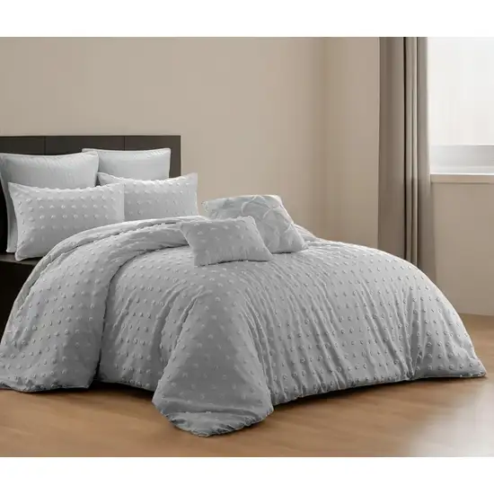 Gray King Polyester 220 Thread Count Washable Duvet Cover Set Photo 2