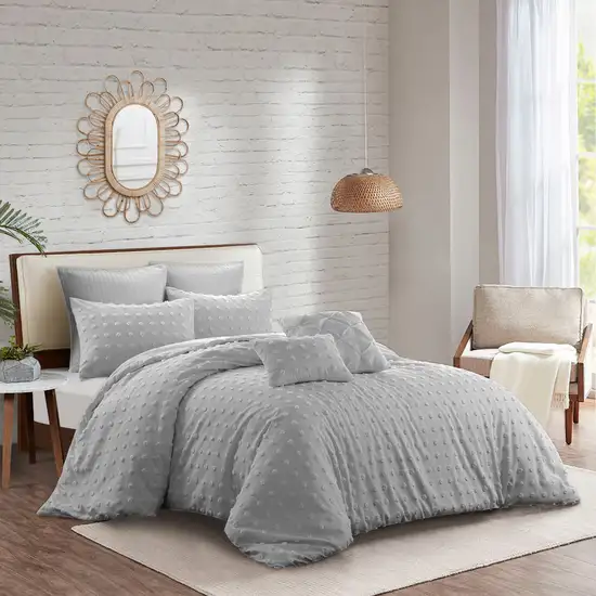 Gray King PolYester 220 Thread Count Washable Duvet Cover Set Photo 6