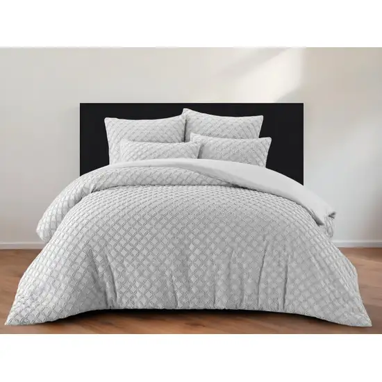 Gray King Polyester 180 Thread Count Washable Duvet Cover Set Photo 1