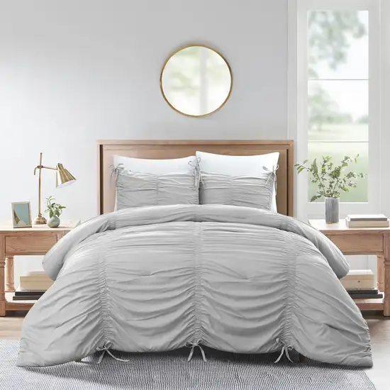 Gray King Polyester 180 Thread Count Washable Down Comforter Set Photo 5