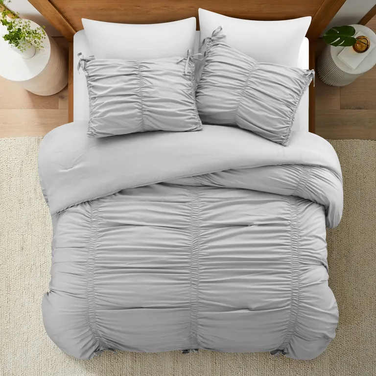 Gray King Polyester 180 Thread Count Washable Down Comforter Set Photo 4