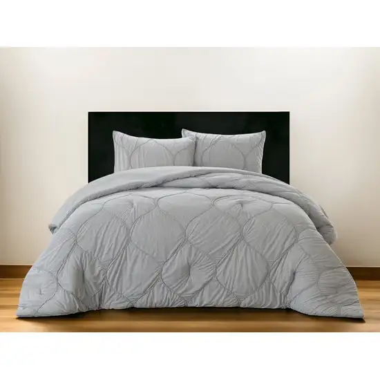 Gray King Polyester 180 Thread Count Washable Down Comforter Set Photo 1