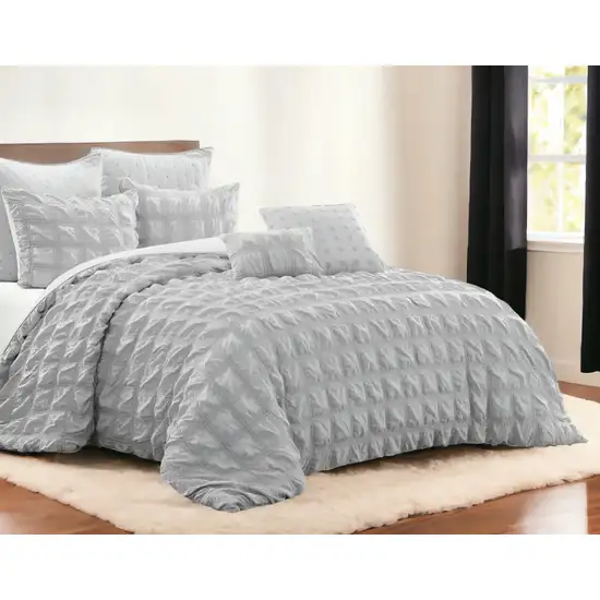 Gray Queen Polyester 180 Thread Count Washable Duvet Cover Set Photo 1