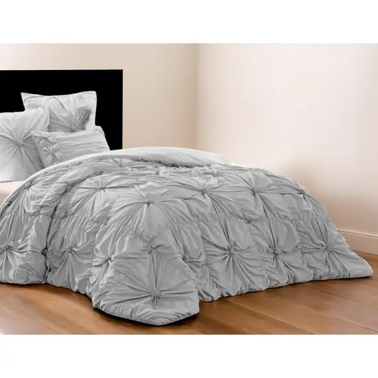 Gray Twin Polyester 180 Thread Count Washable Down Comforter Set Photo 1