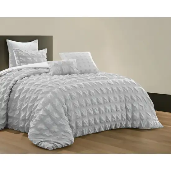 Gray Twin Polyester 180 Thread Count Washable Duvet Cover Set Photo 1