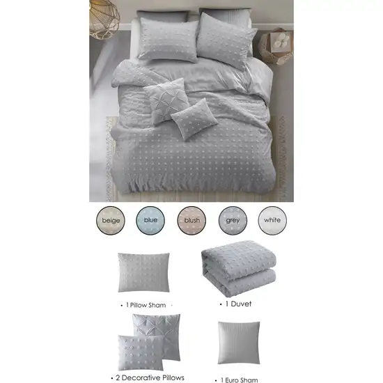 Gray Twin PolYester 220 Thread Count Washable Duvet Cover Set Photo 3