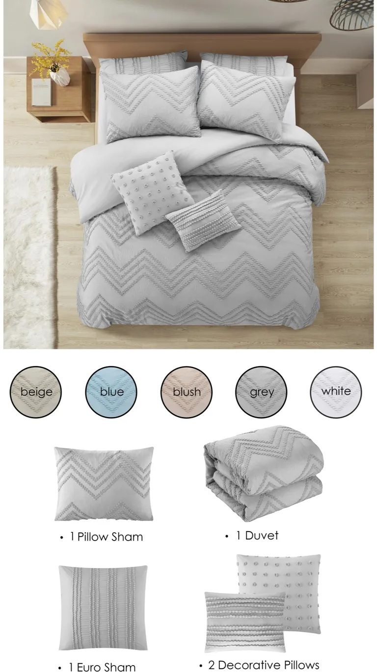 Gray Twin PolYester 180 Thread Count Washable Duvet Cover Set Photo 3