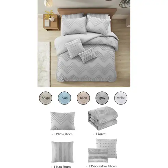 Gray Twin PolYester 180 Thread Count Washable Duvet Cover Set Photo 3