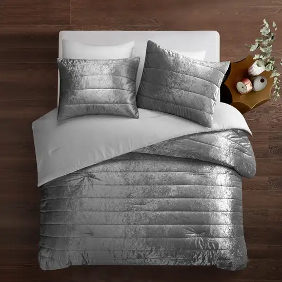 Gray Twin Polyester 180 Thread Count Washable Down Comforter Set Photo 4