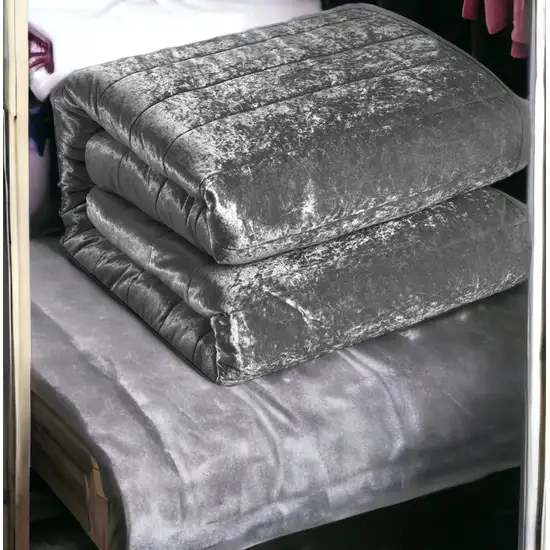 Gray Twin Polyester 180 Thread Count Washable Down Comforter Set Photo 7