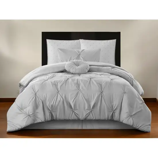 Gray Twin Polyester 180 Thread Count Washable Down Comforter Set Photo 1