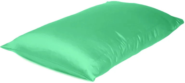 Green Dreamy Set Of 2 Silky Satin King Pillowcases Photo 2