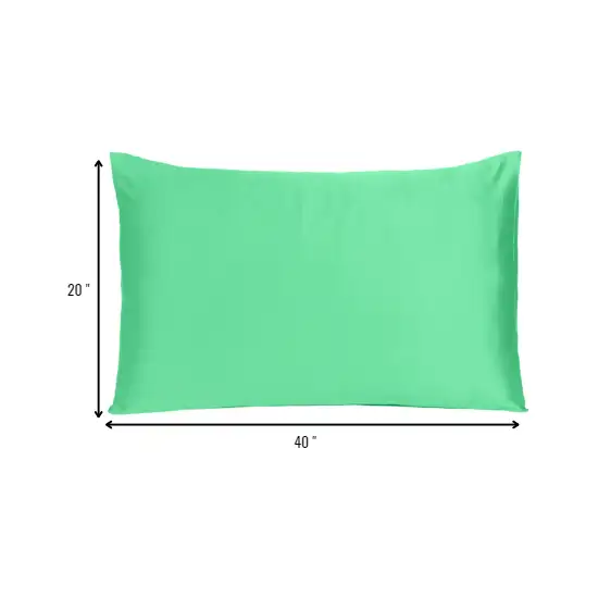 Green Dreamy Set Of 2 Silky Satin King Pillowcases Photo 8