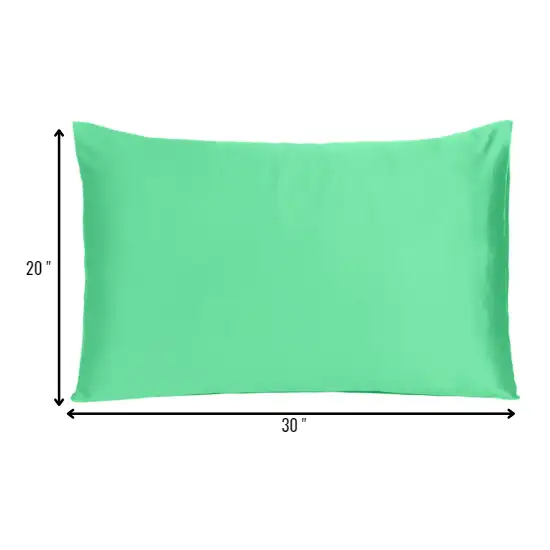 Green Dreamy Set Of 2 Silky Satin Queen Pillowcases Photo 8