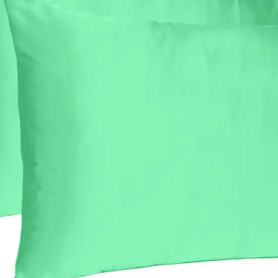 Green Dreamy Set Of 2 Silky Satin Standard Pillowcases Photo 6