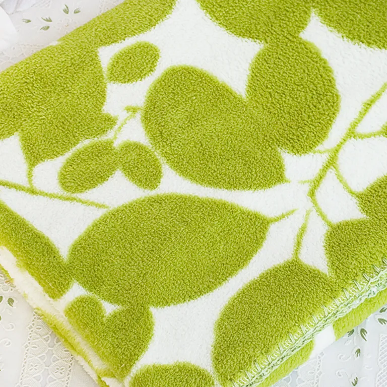 Green Leaves - Japanese Coral Fleece Baby Throw Blanket (26 by 39.8 inches) Photo 2