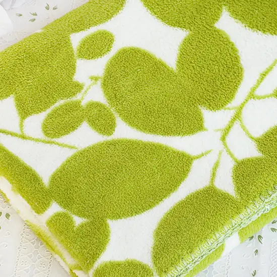Green Leaves -  Japanese Coral Fleece Baby Throw Blanket (26 by 39.8 inches) Photo 3