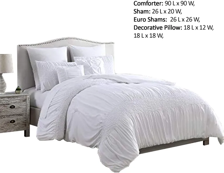 Hamburg 7 Piece Queen Size Comforter Set with Textured Details The Urban Port, White Photo 2