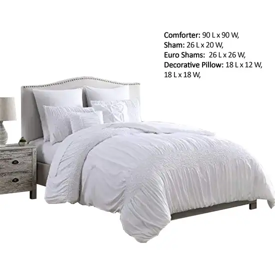 Hamburg 7 Piece Queen Size Comforter Set with Textured Details The Urban Port, White Photo 2