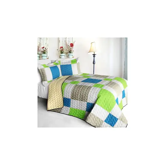 Happiness Field -  3PC Vermicelli - Quilted Patchwork Quilt Set (Full/Queen Size) Photo 2