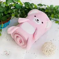 Photo of Happy Bear - Pink - Embroidered Applique Coral Fleece Baby Throw Blanket (42.5 by 59.1 inches)