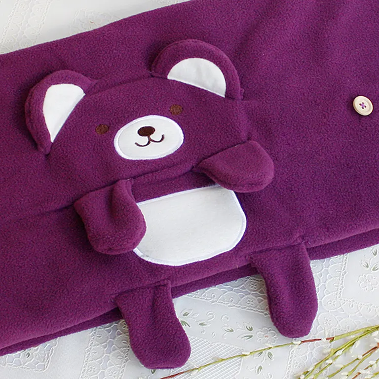 Happy Bear - Purple - Embroidered Applique Coral Fleece Baby Throw Blanket (42.5 by 59.1 inches) Photo 3
